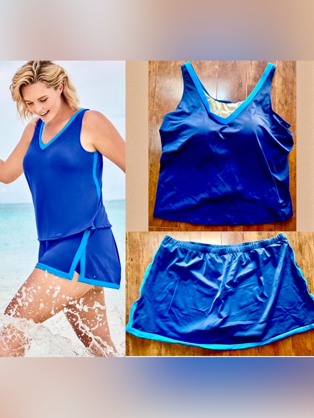 Swim 365 Chlorine-Resistant A-Line Two-Piece Skirtini Set Wmens Plus Sz.26~NWT